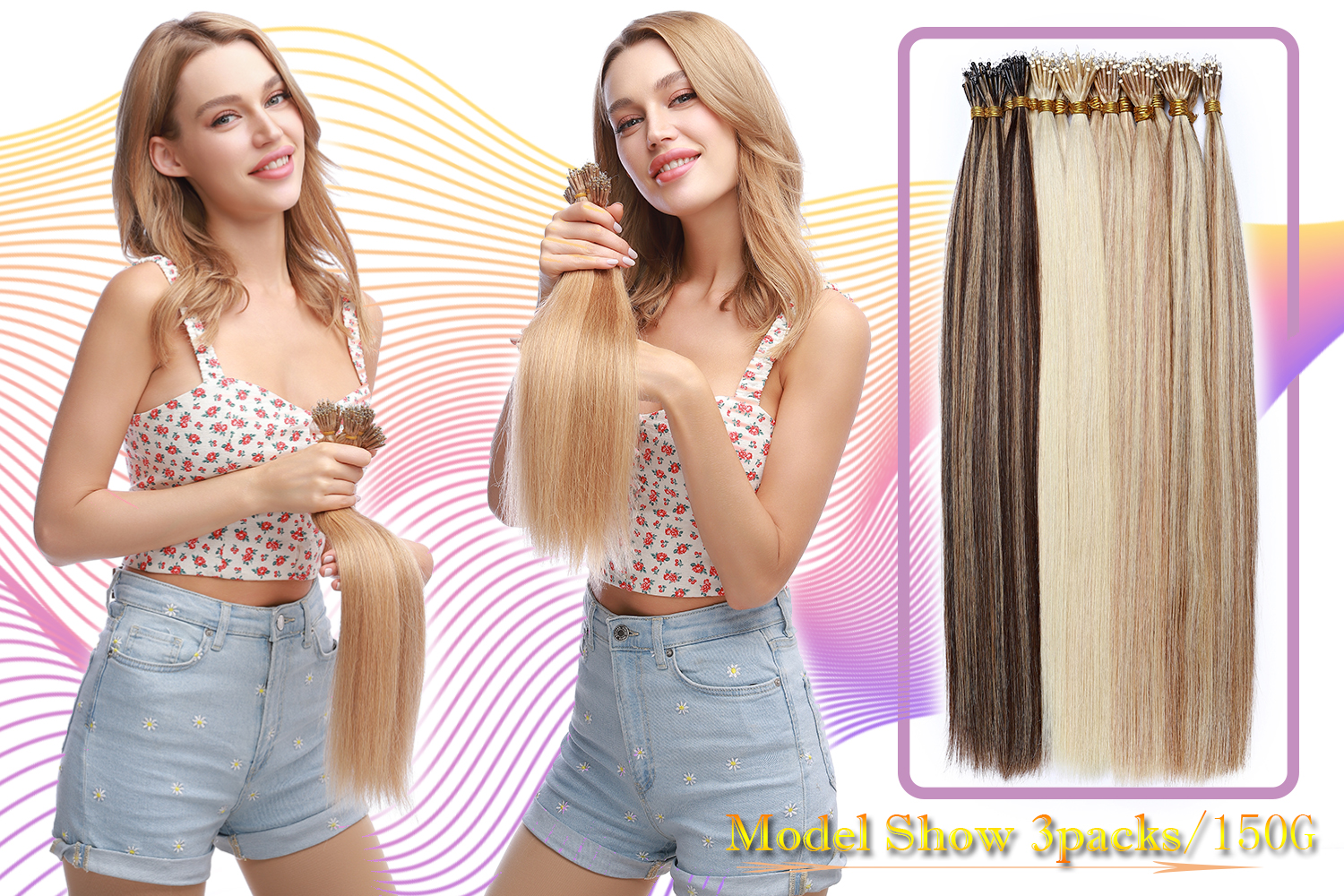 Extensions De Cheveux Nano Ring/ Micro Loop - Cheveux Humains Naturels - 1g/mèche - Lots De 50 à 200 Mèches - Neuf Avec étiquettes